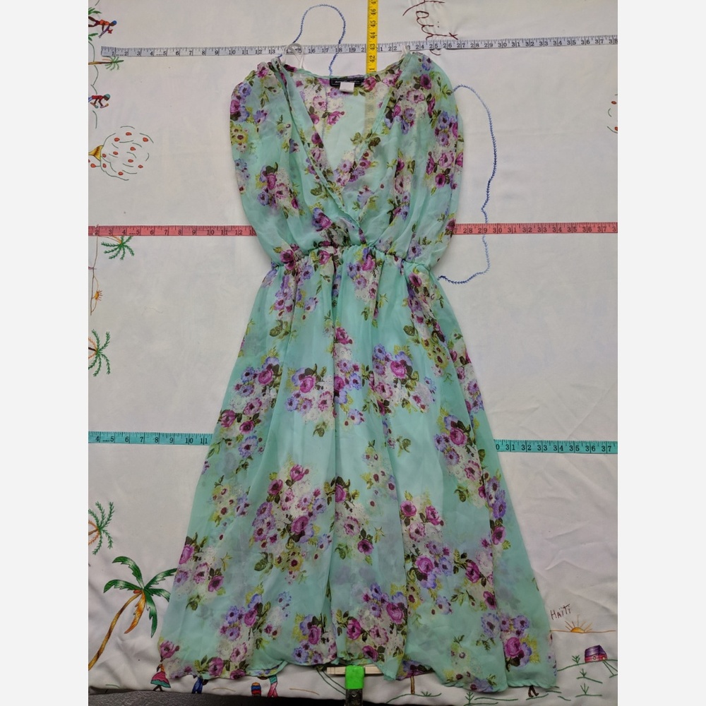 Women's Large Touch Me Dress, Floral Emerald Turqu